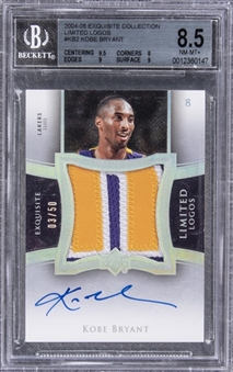 2004-05 UD "Exquisite Collection" Limited Logos #KB2 Kobe Bryant Signed Game Used Patch Card (#03/50) - BGS NM-MT+ 8.5/BGS 10